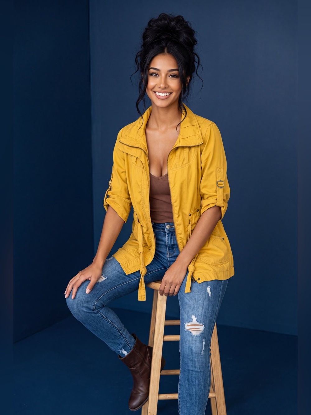 Luii Bright Yellow Silky Soft Lightweight Utility Jacket